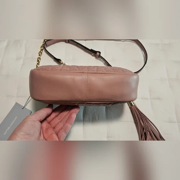 NWT Antonio Melani Larisa Camera Leather Crossbody: Rosette Floral Stitching - Picture 7 of 13